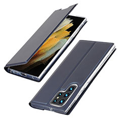 Samsung Galaxy S21 Ultra 5G用手帳型 レザーケース スタンド カバー T03D サムスン ネイビー