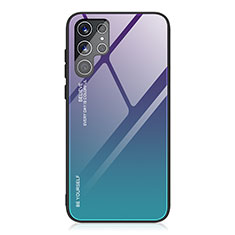 Samsung Galaxy S21 Ultra 5G用ハイブリットバンパーケース プラスチック 鏡面 虹 グラデーション 勾配色 カバー サムスン パープル