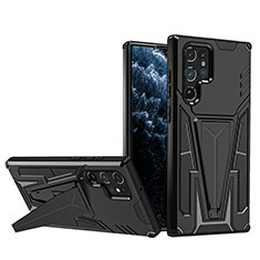 Samsung Galaxy S21 Ultra 5G用ハイブリットバンパーケース スタンド プラスチック 兼シリコーン カバー A03 サムスン ブラック