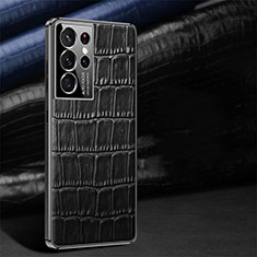 Samsung Galaxy S21 Ultra 5G用ケース 高級感 手触り良いレザー柄 C09 サムスン ブラック