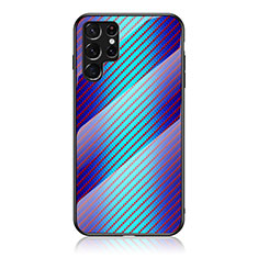 Samsung Galaxy S21 Ultra 5G用ハイブリットバンパーケース プラスチック 鏡面 虹 グラデーション 勾配色 カバー M01 サムスン ネイビー