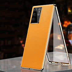 Samsung Galaxy S21 Ultra 5G用360度 フルカバー ケース 高級感 手触り良い アルミメタル 製の金属製 D01 サムスン オレンジ