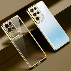 Samsung Galaxy S21 Ultra 5G用極薄ソフトケース シリコンケース 耐衝撃 全面保護 クリア透明 H08 サムスン ゴールド