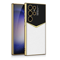 Samsung Galaxy S21 Ultra 5G用ケース 高級感 手触り良いレザー柄 AC4 サムスン ホワイト