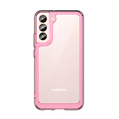 Samsung Galaxy S22 5G用ハイブリットバンパーケース クリア透明 プラスチック カバー M03 サムスン ローズゴールド