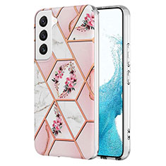 Samsung Galaxy S22 5G用シリコンケース ソフトタッチラバー 花 カバー S01 サムスン ピンク