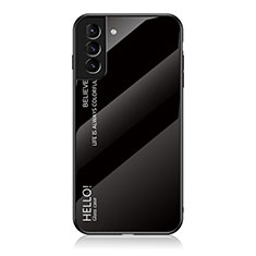 Samsung Galaxy S22 5G用ハイブリットバンパーケース プラスチック 鏡面 虹 グラデーション 勾配色 カバー M02 サムスン ブラック