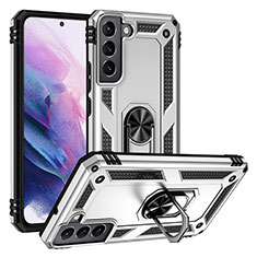 Samsung Galaxy S22 5G用ハイブリットバンパーケース プラスチック アンド指輪 マグネット式 T03 サムスン シルバー