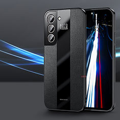 Samsung Galaxy S22 5G用シリコンケース ソフトタッチラバー レザー柄 カバー S07 サムスン ブラック