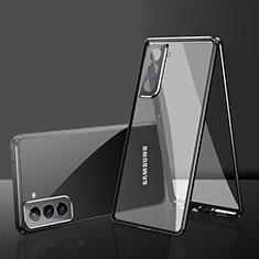 Samsung Galaxy S22 5G用ケース 高級感 手触り良い アルミメタル 製の金属製 360度 フルカバーバンパー 鏡面 カバー M03 サムスン ブラック