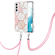 Samsung Galaxy S22 5G用シリコンケース ソフトタッチラバー バタフライ パターン カバー Y18B サムスン ピンク