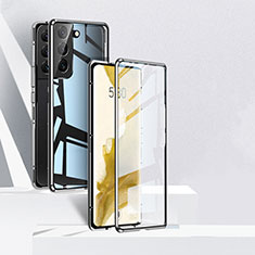 Samsung Galaxy S22 5G用ケース 高級感 手触り良い アルミメタル 製の金属製 360度 フルカバーバンパー 鏡面 カバー サムスン ブラック