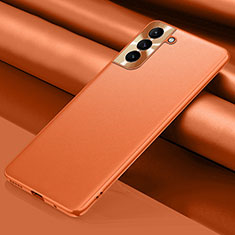 Samsung Galaxy S22 5G用ケース 高級感 手触り良いレザー柄 S02 サムスン オレンジ