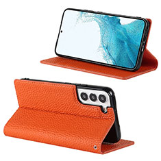 Samsung Galaxy S22 Plus 5G用手帳型 レザーケース スタンド カバー D02T サムスン オレンジ