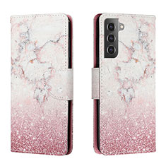 Samsung Galaxy S22 Plus 5G用手帳型 レザーケース スタンド パターン カバー H01X サムスン ピンク