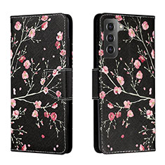 Samsung Galaxy S22 Plus 5G用手帳型 レザーケース スタンド パターン カバー H01X サムスン ブラック