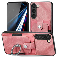 Samsung Galaxy S22 Plus 5G用シリコンケース ソフトタッチラバー レザー柄 カバー SD5 サムスン ピンク