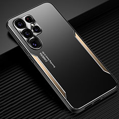 Samsung Galaxy S22 Ultra 5G用ケース 高級感 手触り良い アルミメタル 製の金属製 兼シリコン カバー M03 サムスン ゴールド