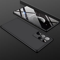 Samsung Galaxy S22 Ultra 5G用ハードケース プラスチック 質感もマット 前面と背面 360度 フルカバー M02 サムスン ブラック