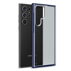 Samsung Galaxy S22 Ultra 5G用ハイブリットバンパーケース クリア透明 プラスチック カバー M02 サムスン ネイビー