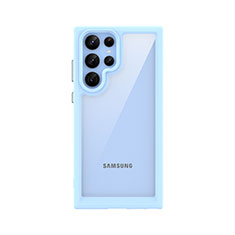 Samsung Galaxy S22 Ultra 5G用ハイブリットバンパーケース クリア透明 プラスチック カバー M03 サムスン ネイビー