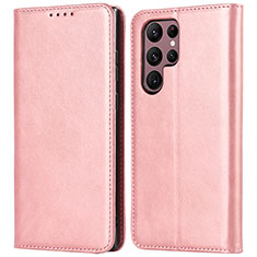 Samsung Galaxy S22 Ultra 5G用手帳型 レザーケース スタンド カバー D03T サムスン ピンク