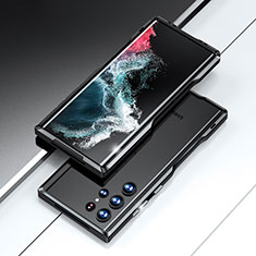 Samsung Galaxy S22 Ultra 5G用ケース 高級感 手触り良い アルミメタル 製の金属製 バンパー カバー A02 サムスン ブラック