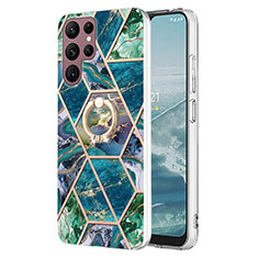 Samsung Galaxy S22 Ultra 5G用シリコンケース ソフトタッチラバー バタフライ パターン カバー Y13B サムスン ミッドナイトネイビー