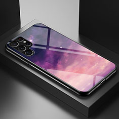 Samsung Galaxy S22 Ultra 5G用ハイブリットバンパーケース プラスチック 星空 鏡面 カバー S01 サムスン パープル