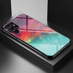 Samsung Galaxy S22 Ultra 5G用ハイブリットバンパーケース プラスチック 星空 鏡面 カバー S01 サムスン レッド