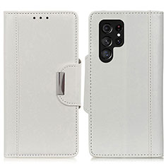 Samsung Galaxy S22 Ultra 5G用手帳型 レザーケース スタンド カバー M01L サムスン ホワイト