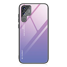 Samsung Galaxy S22 Ultra 5G用ハイブリットバンパーケース プラスチック 鏡面 虹 グラデーション 勾配色 カバー サムスン ラベンダー