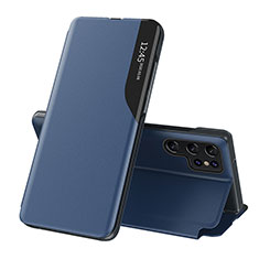 Samsung Galaxy S22 Ultra 5G用手帳型 レザーケース スタンド カバー L03 サムスン ネイビー