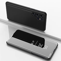 Samsung Galaxy S22 Ultra 5G用手帳型 レザーケース スタンド 鏡面 カバー サムスン ブラック