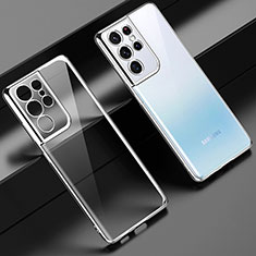 Samsung Galaxy S22 Ultra 5G用極薄ソフトケース シリコンケース 耐衝撃 全面保護 クリア透明 H08 サムスン シルバー