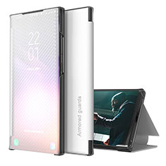 Samsung Galaxy S22 Ultra 5G用手帳型 レザーケース スタンド カバー ZL1 サムスン シルバー