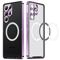 Samsung Galaxy S22 Ultra 5G用ケース 高級感 手触り良い メタル兼プラスチック バンパー Mag-Safe 磁気 Magnetic LK2 サムスン パープル