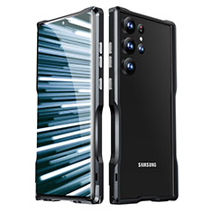 Samsung Galaxy S22 Ultra 5G用ケース 高級感 手触り良い アルミメタル 製の金属製 バンパー カバー LK1 サムスン ブラック