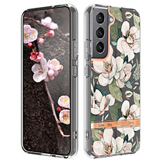 Samsung Galaxy S23 5G用シリコンケース ソフトタッチラバー 花 カバー サムスン ホワイト