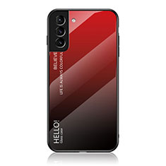 Samsung Galaxy S23 Plus 5G用ハイブリットバンパーケース プラスチック 鏡面 虹 グラデーション 勾配色 カバー M02 サムスン レッド