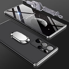 Samsung Galaxy S23 Ultra 5G用ハードケース プラスチック 質感もマット 前面と背面 360度 フルカバー M01 サムスン シルバー・ブラック