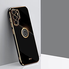 Samsung Galaxy S23 Ultra 5G用極薄ソフトケース シリコンケース 耐衝撃 全面保護 アンド指輪 マグネット式 バンパー T01 サムスン ブラック