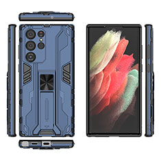 Samsung Galaxy S23 Ultra 5G用ハイブリットバンパーケース スタンド プラスチック 兼シリコーン カバー マグネット式 A03 サムスン ネイビー