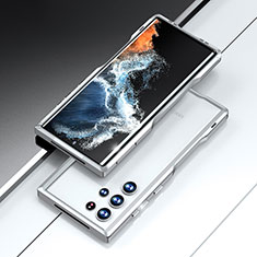Samsung Galaxy S23 Ultra 5G用ケース 高級感 手触り良い アルミメタル 製の金属製 バンパー カバー A02 サムスン シルバー