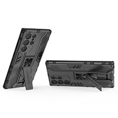 Samsung Galaxy S23 Ultra 5G用ハイブリットバンパーケース スタンド プラスチック 兼シリコーン カバー マグネット式 A02 サムスン ブラック