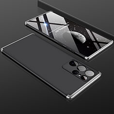 Samsung Galaxy S23 Ultra 5G用ハードケース プラスチック 質感もマット 前面と背面 360度 フルカバー サムスン シルバー・ブラック