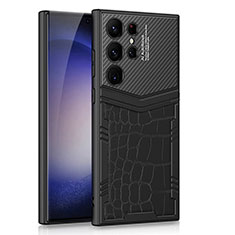 Samsung Galaxy S23 Ultra 5G用ハイブリットバンパーケース 高級感 手触り良いレザー柄 兼プラスチック AC3 サムスン ブラック