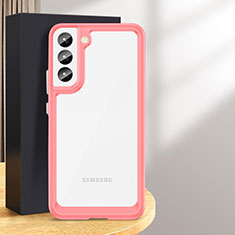 Samsung Galaxy S24 5G用ハイブリットバンパーケース クリア透明 プラスチック カバー M03 サムスン レッド