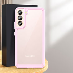Samsung Galaxy S24 5G用ハイブリットバンパーケース クリア透明 プラスチック カバー M03 サムスン ピンク