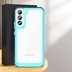 Samsung Galaxy S24 5G用ハイブリットバンパーケース クリア透明 プラスチック カバー M03 サムスン シアン